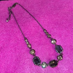 Givenchy Vintage sparkly gray crystal gun-metal plated necklace